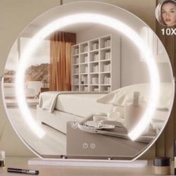 Vanity Mirror with Lights,Round Light Up Makeup Mirror for Dressing Table, Desk, Bathroom, Bedroom Touch Screen Control, 3 Colors Dimmable LED Table M