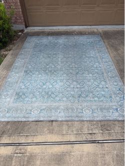 Wynter Ocean & Silver Area Rug 7.6’ x 9.6’ – Large Modern Rug