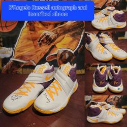 D'Angelo Russell Autographed And Inscribed Shoes With Authenticity 