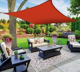 Sunshade Sail Canopy 18 ft. x 18 ft. Red Square Awning UV Block for Outdoor Patio Garden and Backyard