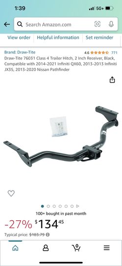 2014-2021 infiniti jx 35 trailer hitch