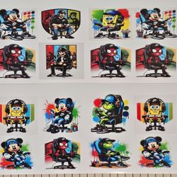 Mickey Mouse, Spongebob, Spiderman, Mariobros. Vinyl Decal Stickers