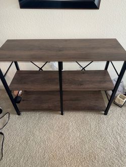 3-tier wood and metal shelf