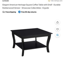 New Elegant American Heritage Square Coffee Table with Shelf 