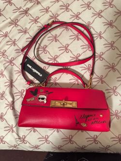 Karl Lagerfeld Paris Red Leather Crossbody Bag