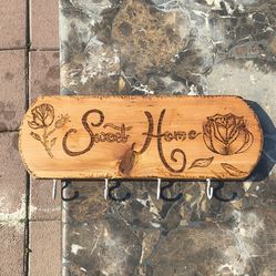 Handmade Wood Plaque/Key Holder