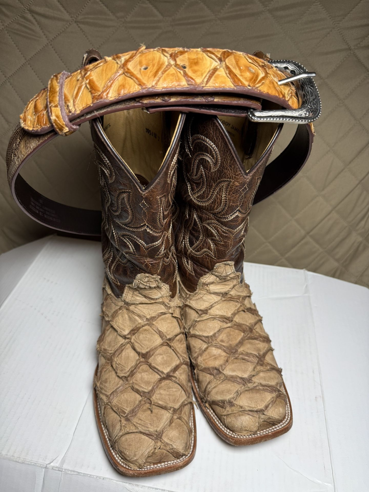 CODY JAMES Piraruco Fish BOOTS With Matching BELT