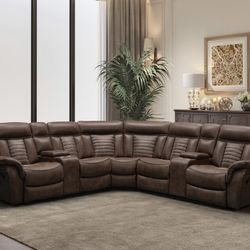 Lexington Earth Tone Brown Dual Reclining Sectional Sofa