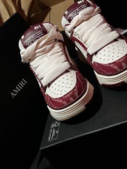 Burgundy & Off-White Bandana Denim MA-1 Sneakers