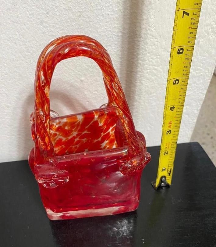 ADORNO ANTIGUO DE CRISTAL MURANO DISEÑO CARTERA