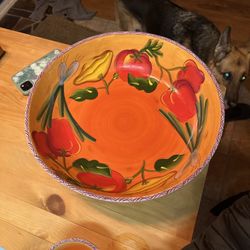 Hand Painted Large Bowl And Dip Set
