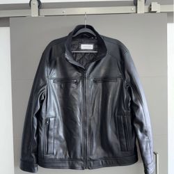 Calvin Klein Black Faux Leather Jacket (Size Large)