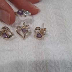 925 Silver Sz 5 Ring..Earrings And Pendant $50 