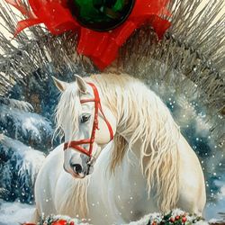 11x12 Handmade Christmas Bottle Brush Horse Wreath 
