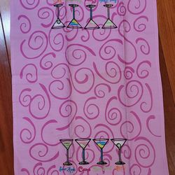 Outta Hand Pink Decorative Dish/Bar Towel Cosmos/Martinis