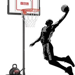 Basketball Hoop Outdoor Adjustable, 33 Inch Portable Basketball Goal with PC Backboard, Fillable Base & 40 lb Weight Ball for Backyard & Driveway