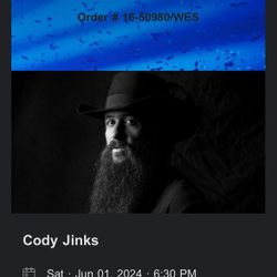 2 Cody Jinks Concert tix