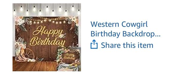 Cowgirl Birthday Items