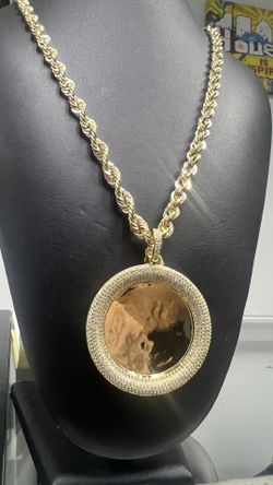 10k Sparkle Rope Chain with Memory Pendant