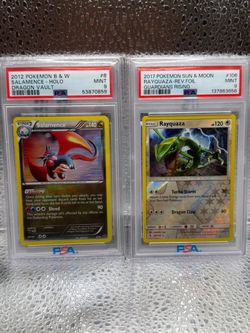 PSA 9 Mint Pokémon Card Lot – Salamence Holo & Rayquaza Rev Foil