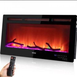 VEVOR Electric Fireplace Linear Fireplace 36'' Wall Mounted or Recessed with Remote Control