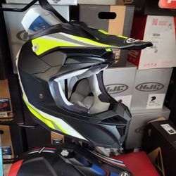 HJC Motocross Helmet Black Yellow White size medium racing helmet