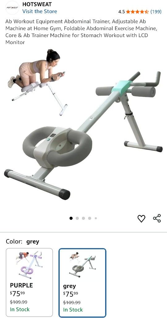 Ab Workout Equipment Abdominal Trainer, Adjustable Ab Machine at Home Gym, Foldable Abdominal Exercise Machine, Core & Ab Trainer Machine for Stomach