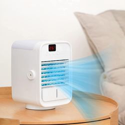 Mini AC USB Portable Quiet Mini Air Conditioner Cooler w/ Display Temperature & LED Light