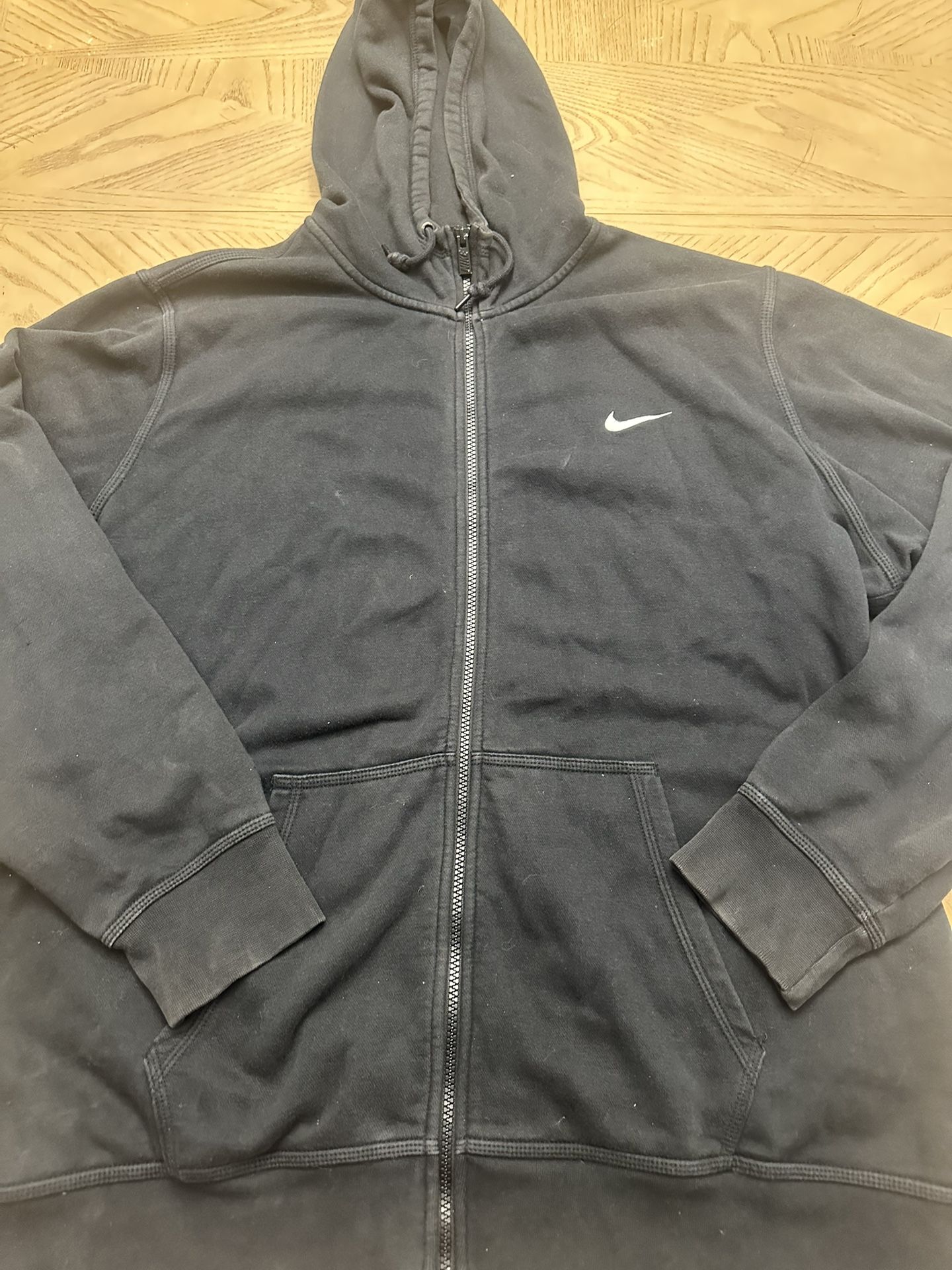 Nike Hoodie Fleece Men Black Full Zip Long Sleeve size XXL