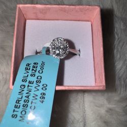 Moissanite Sterling Silver Ring 