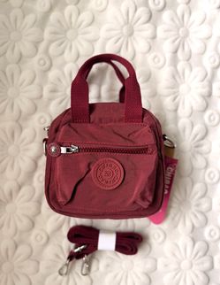 Burgundy Lightweight Waterproof Nylon Mini Crossbody Phone Bag