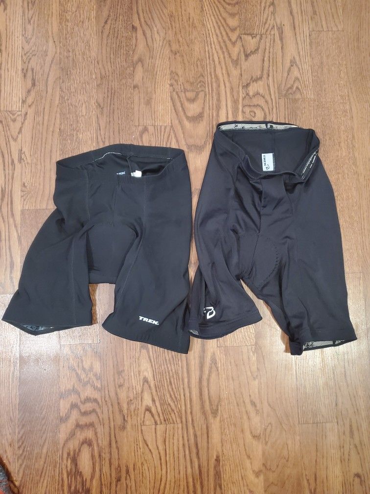 Trek Cycling Size Small and medium Padded Nylon Black Bike Shorts pair