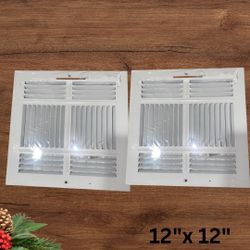 12 in. x 12 in. 6-Way Steel Wall or Ceiling Register Vent, 9.5"x9.5" White 2pc 