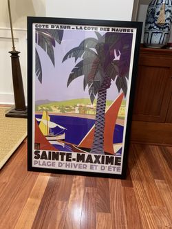FRAMED Sainte-Maxime (Cote DAzure in Winter and Summer) by Roger Broders 36x24 