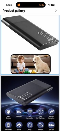 Home Security Camera,1080P Wireless Nanny Camera, Indoor Camera with 10000mAh Battery, Night Vision, Motion Detection, Instant Motion Detection