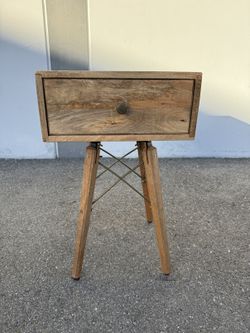 Mid-Century Modern Wood Nightstand – $40