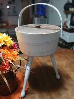 Vintage White Distressed Sewing Box
