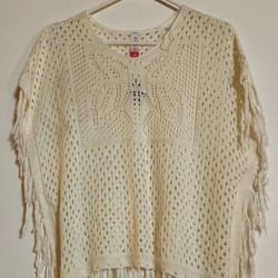 NWT No Boundaries Crochet Ivory Poncho Size M