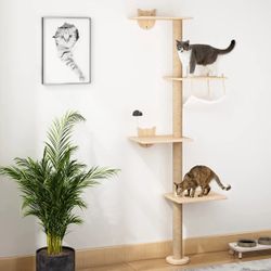 Wall-Mounted Cat Tree Tower Scratching Post