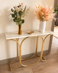 Entry side table with marble gold aesthetic