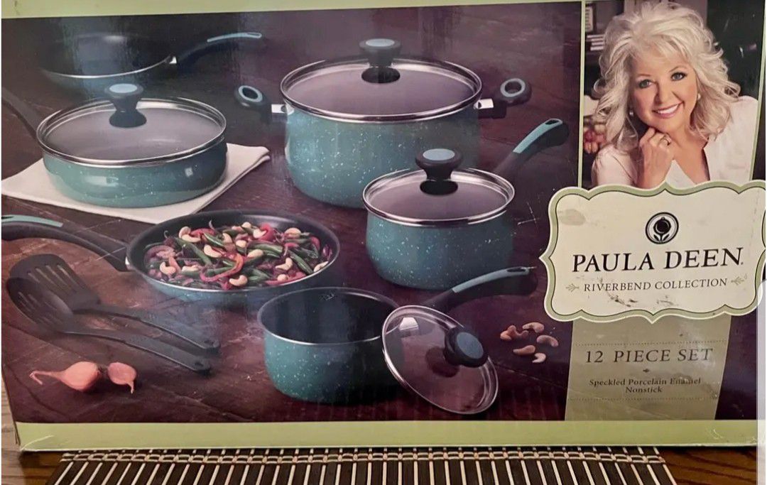 Paula Deen Riverbend Porcelain Enamel 12 Piece Cookware Set