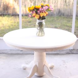 Rustic White Pedestal Table