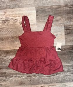 SO Junior’s Tiered Ruffle Tank Top in Dusty Mauve