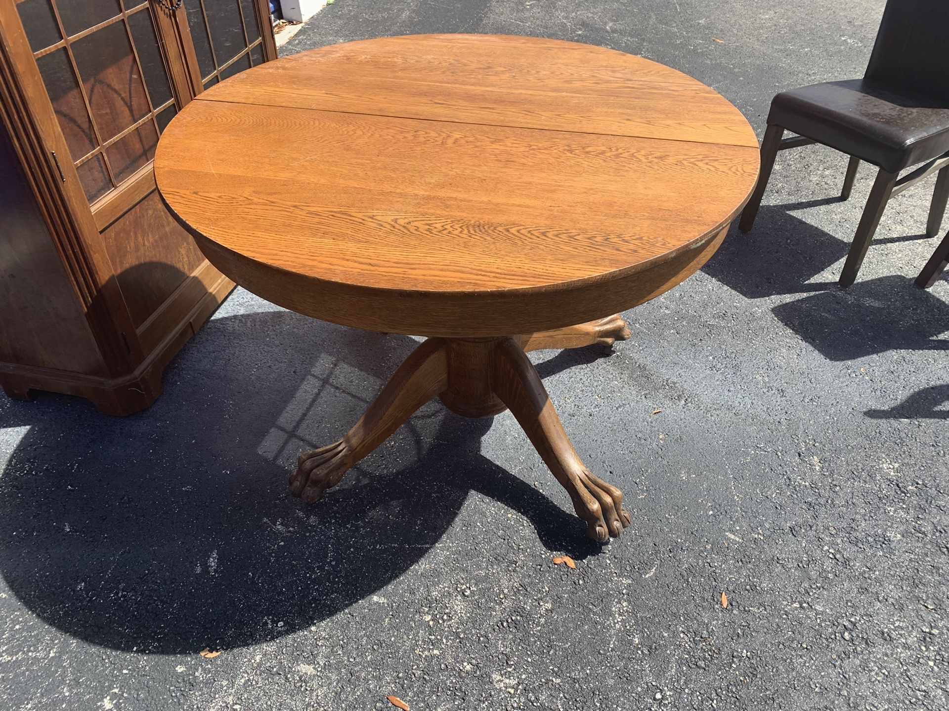 Antique Oak Table-Lion Claw Feet