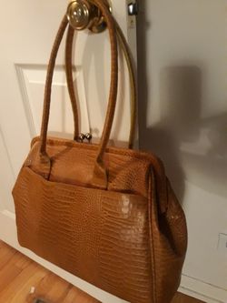 BUENO Collection - FAUX CROC satchel bag for office carrying loptop or traveling.