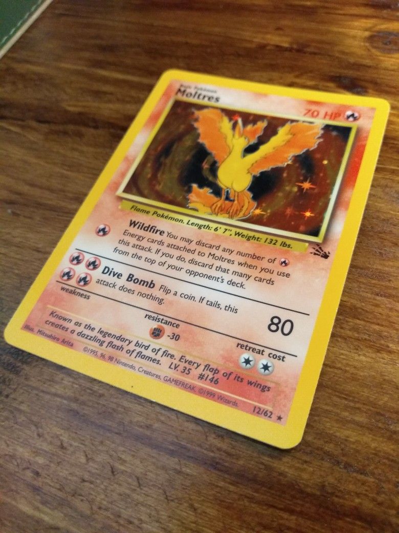 Moltres Holo 12/62 Fossil Pokemon Card LP