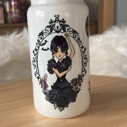 Wednesday Shimmer Glass Can W/rhinestone Lid