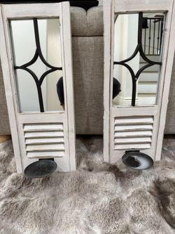 Rustic Farmhouse Wall Candle Sconces (Set of 2) – Distressed Wood & Metal- $35 for the pair