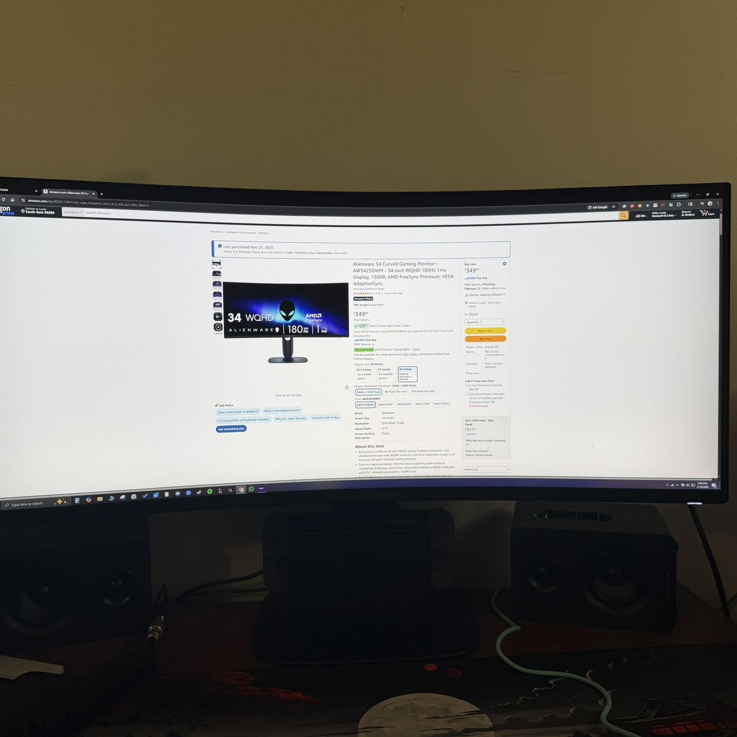 Alienware 34 Ultra Wide Curved Gaming Monitor 180Hz for Sale in South ...