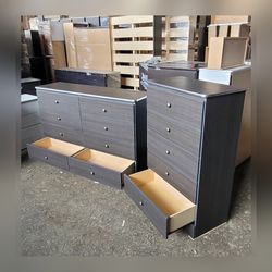 Five and eight drawers dresser with rails